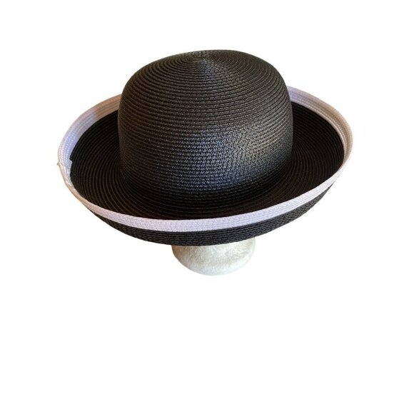 Betmar Black Woven Womans Rimmed Bowler Sun Hat One Size - Picture 3 of 6